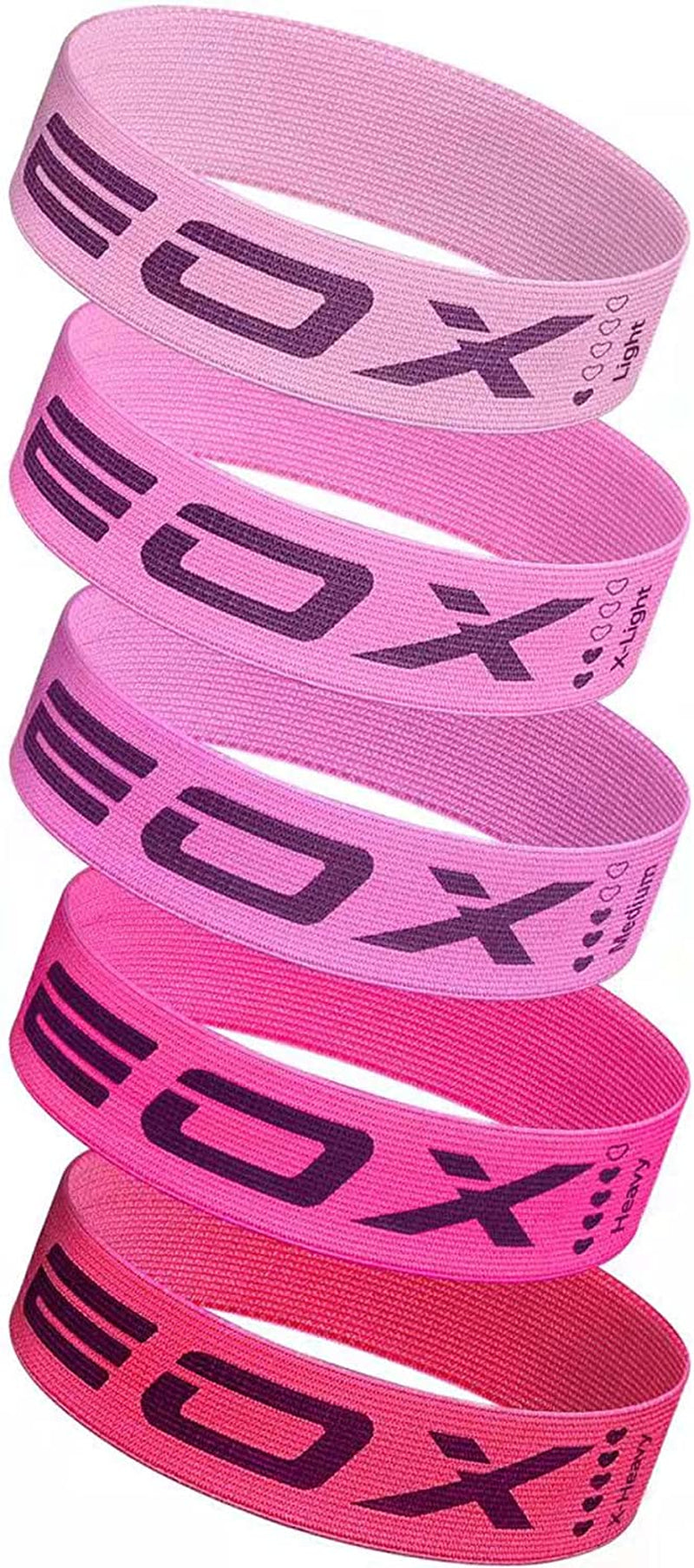 Exercise Resistance Fabric Loop Workout  Bands, Non-Slip for Legs &amp; Butt and Glutes, 5 Resistance Levels Hip Training Bands (Pink)